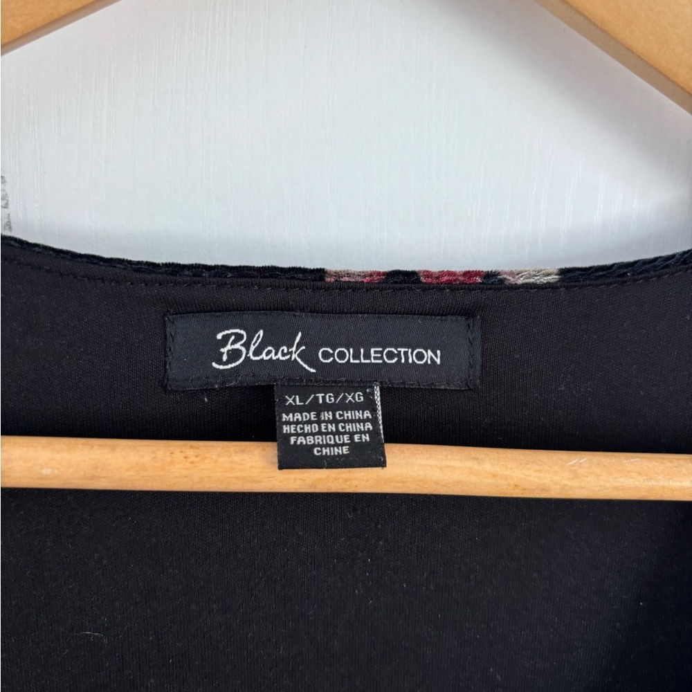 Black Collection Velvet Floral Wrap Dress XL Whimsigoth Cottagecore Coquette - Picture 4 of 12